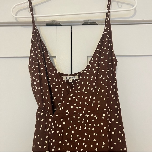 Ali Golden Brown Polka Dot Wrap Tank Dress XS - Picture 7 of 12